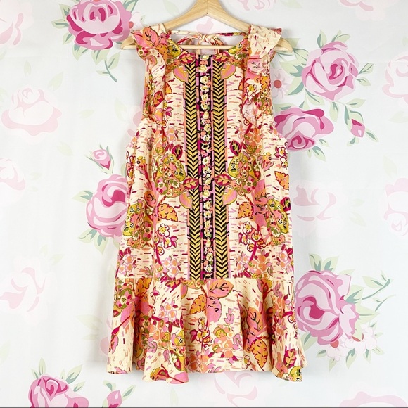 Free People Tops - NEW Free People Summer In Tulum Pink Combo Tunic Floral Summer Sleeveless Top XS